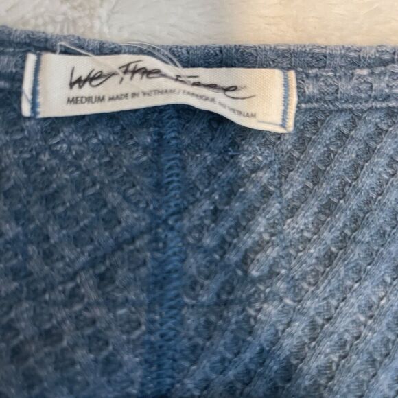 Free People We The Free Sz M Medium Coraline Thermal Top Shirt Legion Blue NWOT - Picture 6 of 8